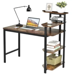 Costway Computer Desk Writing Study Table With Storage Shelves Home Office Rustic Brown -Costway GUEST 439c9104 fee6 440d a848 1c67f9d62c71