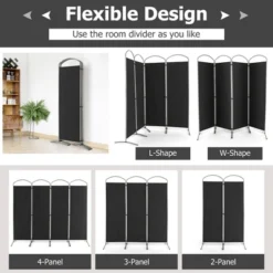 Costway 4 Panels Folding Room Divider 6 Ft Tall Fabric Privacy Screen Black/Brown/Grey/White 19 Costway 4 Panels Folding Room Divider 6 Ft Tall Fabric Privacy Screen Black/Brown/Grey/White -Costway GUEST 43b847ee 2662 4dde 86e2 8e829dd1086a