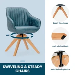 Costway Set Of 2 Swivel Accent Chair Modern Leathaire Armchairs W/ Beech Wood Legs GreyBlueBrown -Costway GUEST 43e9f68b 79be 4101 9146 2be98fb1344f