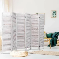 Costway 67'' High 6 Panel Room Divider Furniture Classic Venetian Wooden Slat Home -Costway GUEST 43fcd83d 1160 44eb 8026 4318efd14b82