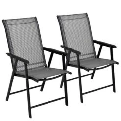 Costway 2PCS Folding Chairs Steel Frame Patio Garden Outdoor W/ Armrest & Footrest -Costway GUEST 44155ff3 9a5b 4057 855a 694bae56fb10