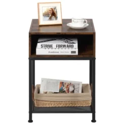Costway Industrial Nightstand End Side Table W/ Compartment & Mesh Shelf Rustic Brown 18 Costway Industrial Nightstand End Side Table W/ Compartment & Mesh Shelf Rustic Brown -Costway GUEST 4428d595 aae9 4501 922e dccb71af9c8d