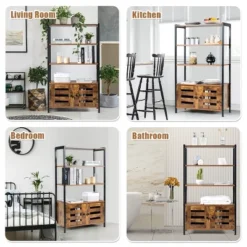 Costway Industrial Storage Cabinet Bookshelf Bookcase Bathroom Floor Cabinet W/3 Shelves -Costway GUEST 446ca921 ec3c 49ba 8685 cde39d8a7ec3