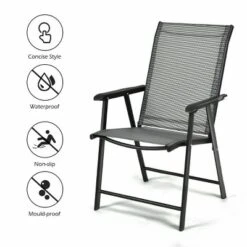 Costway 2PCS Folding Chairs Steel Frame Patio Garden Outdoor W/ Armrest & Footrest -Costway GUEST 448e10cf aed8 4aab a11d 119ed132fa30