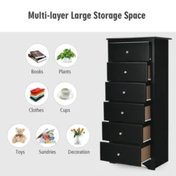 Costway 6 Drawer Chest Dresser Clothes Storage Bedroom Tall Furniture Cabinet -Costway GUEST 44b6973d 5d5e 45e0 b166 c397e4e91203