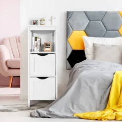 Costway Bathroom Floor Cabinet Freestanding Side Storage Organizer W/2 Removable Drawers -Costway GUEST 44dcc40b 5aaf 4a53 9c67 7101c11c4544