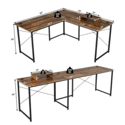 Costway L-Shaped Reversible Computer Desk 2-Person Long Table W/Monitor Stand -Costway GUEST 44e16385 e9ce 4e12 ac04 b8993745fd69