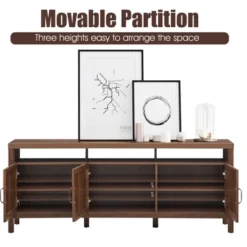 Costway TV Stand Entertainment Media Center For TV's Up To 65'' W/ Rattan Doors -Costway GUEST 4536493d c8bc 4fec 82a1 68daa0a428b3