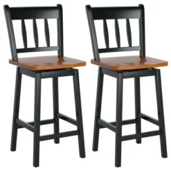 Costway 2PCS Bar Stool 24.5'' Swivel Counter Height Chair W/ Footrest -Costway GUEST 45402b64 abc6 4d35 a65a f3d1caf532b1