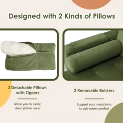 Costway Modern Loveseat 2-Seat Sofa Couch W/ 2 Bolsters & Side Storage Pocket Army Green 15 Costway Modern Loveseat 2-Seat Sofa Couch W/ 2 Bolsters & Side Storage Pocket Army Green -Costway GUEST 454e7590 1367 404b a20b 07bd4a7f8b81