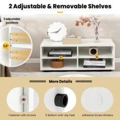 Costway TV Stand 4 Cubby TV Console Table With Adjustable Shelves Modern Home Media Entertainment Center -Costway GUEST 456873a9 3d5d 4401 bcec d82e2f988fa8