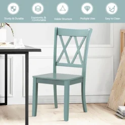 Costway Set Of 2 Wood Dining Chair Cross Back Dining Room Side Chair Mint Green Home Kitchen -Costway GUEST 457219d0 00f0 42a8 a7a9 5a0ce8f9f017