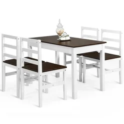 Costway 5pcs Dining Set Solid Wood Compact Kitchen Table & 4 Chairs Modern -Costway GUEST 4595ff54 0799 4f8d a17d 145678376eb4