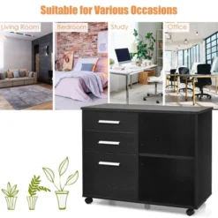 Costway 3-Drawer File Cabinet Mobile Lateral Cabinet Printer Stand EspressoBlack -Costway GUEST 459684ed 950d 4c18 8195 7535ad271e14