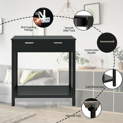 Costway Accent Console Table Entryway Sofa Foyer Table Storage Shelf W/2 Drawers 11 Costway Accent Console Table Entryway Sofa Foyer Table Storage Shelf W/2 Drawers - Image 9