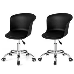Costway Set Of 2 Adjustable Office Chair Armless Swivel Desk Chair PU Leather Seat Black/White 20 Costway Set Of 2 Adjustable Office Chair Armless Swivel Desk Chair PU Leather Seat Black/White -Costway GUEST 45b6ebf4 b6a0 460f abc3 716e2a545bb7