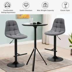 Costway Adjustable Bar Stools Swivel Counter Height Linen Chairs With Back Gray 18 Costway Adjustable Bar Stools Swivel Counter Height Linen Chairs With Back Gray -Costway GUEST 45fba6d4 8554 41f7 b992 98f25a9bc427