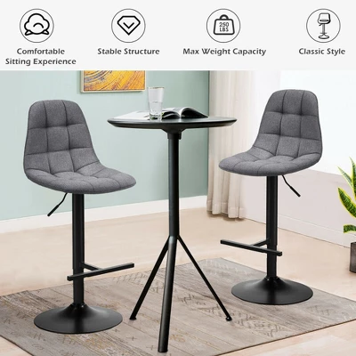 Costway Adjustable Bar Stools Swivel Counter Height Linen Chairs With Back Gray 8 Costway Adjustable Bar Stools Swivel Counter Height Linen Chairs With Back Gray - Image 6