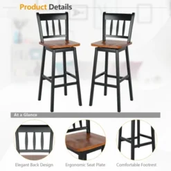 Costway Set Of 4 Swivel Bar Stools 30.5'' Pub Height Dining Bar Chairs CreamBlack 17 Costway Set Of 4 Swivel Bar Stools 30.5'' Pub Height Dining Bar Chairs CreamBlack -Costway GUEST 461ddd5d b646 48c9 8308 d8fa31374f7b
