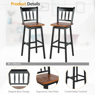 Costway Set Of 4 Swivel Bar Stools 30.5'' Pub Height Dining Bar Chairs CreamBlack 9 Costway Set Of 4 Swivel Bar Stools 30.5'' Pub Height Dining Bar Chairs CreamBlack - Image 7