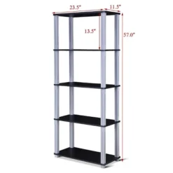 Costway 5-Tier Multi-Functional Storage Shelves Rack Display Bookcase Home Furni Black