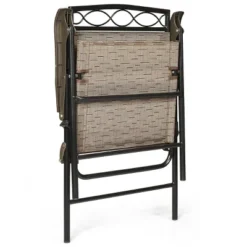 Costway Set Of 4 Patio Folding Chairs Sling Portable Dining Chair Set W/ Armrest -Costway GUEST 46462d03 9987 4d60 8824 55fcd0a632e5