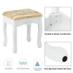 Costway Vanity Table Dressing Table 5 Make Up Table Stool -Costway GUEST 46759b5b 6544 498a a7b6 3984531d0abb