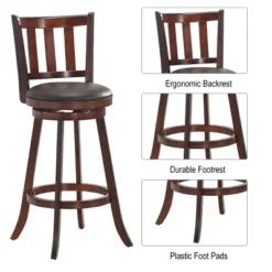 Costway Set Of 4 29.5'' Swivel Bar Stool Leather Padded Dining Kitchen Pub Bistro Chair Low Back -Costway GUEST 469874ac 8a91 4828 a4a5 fa51f957a403