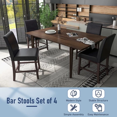 Costway Set Of 2/4 Bar Stools 25inch Counter Height Barstool Pub Chair W/Rubber Wood Legs 7 Costway Set Of 2/4 Bar Stools 25inch Counter Height Barstool Pub Chair W/Rubber Wood Legs - Image 5