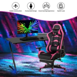 Costway 43.5 Inch Gaming Desk Z Shape Office PC Computer Desk Gamer Tables W/ LED Lights -Costway GUEST 46e0045f 8e01 4273 9b43 b2818ff9d9ce