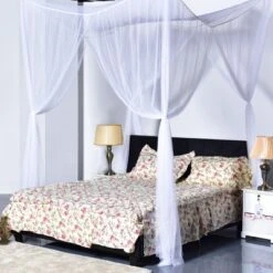 4 Corner Post Bed Canopy Mosquito Net Full Queen King Size Netting Bedding White -Costway GUEST 46f82721 56fa 4c75 904a 7771b65d4a27