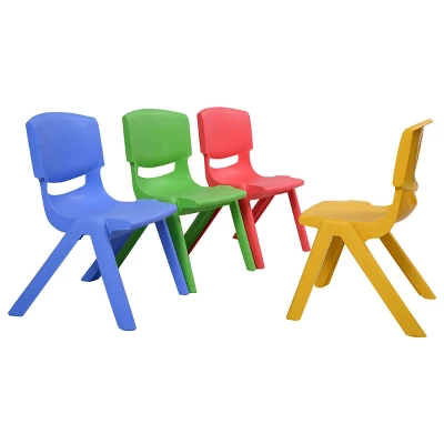 Costway Set Of 4 Kids Plastic Chairs Stackable Play And Learn Furniture Colorful 5 Costway Set Of 4 Kids Plastic Chairs Stackable Play And Learn Furniture Colorful - Image 3