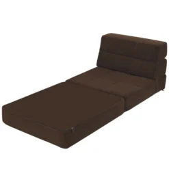 Costway Tri-Fold Fold Down Chair Flip Out Lounger Convertible Sleeper Bed Couch Dorm Brown -Costway GUEST 4710c711 2f7f 4405 8f24 1e99ebe60c58