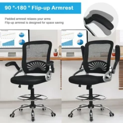 Costway Mesh Drafting Chair Mid Back Office Chair Adjustable Height Flip-Up Arm Black -Costway GUEST 471629bb 1a73 49d8 86c7 2dab866ad423