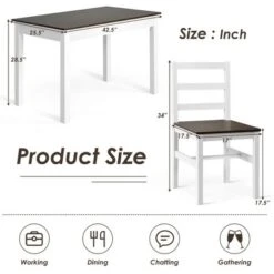 Costway 5pcs Dining Set Solid Wood Compact Kitchen Table & 4 Chairs Modern -Costway GUEST 471bc3fe 0321 442a aaa6 d6eafd3f15cc