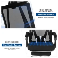 Costway Mesh Office Chair Recliner Desk Chair Height Adjustable W/Footrest Black -Costway GUEST 471be474 d785 4e13 ad61 fd21c8622e8c