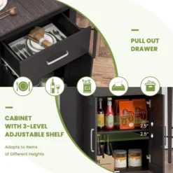 Costway 3 Pieces Bar Table Set Pub Dining Table With Saddle Stools & Storage Cabinet Black 11 Costway 3 Pieces Bar Table Set Pub Dining Table With Saddle Stools & Storage Cabinet Black -Costway GUEST 4722a718 9cad 4cdf 9206 f43a77b1ba86