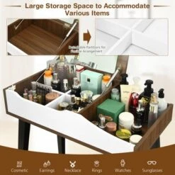 Costway Vanity Table Set With Flip Top Mirror Dressing Makeup Study Padded Stool -Costway GUEST 472d0273 8b30 4527 8ac9 7a1c6f4b9d82