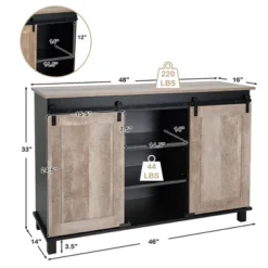 Costway Kitchen Buffet Storage Cabinet Sideboard W/ Sliding Barn Doors Adjustable Shelf -Costway GUEST 4756d783 3fa5 421a 8933 2039aa465378