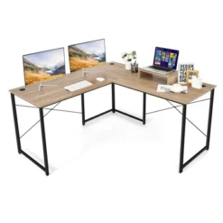 Costway L-Shaped Reversible Computer Desk 2-Person Long Table W/Monitor Stand -Costway GUEST 475df8e0 3512 47a6 bc62 f5d1d05b9e67