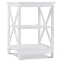 Costway 2PC 3-Tier Nightstand End Table Storage Display Shelf Living Room Furni White -Costway GUEST 4792df9e ee08 4fbd a7b6 1847ab90130f