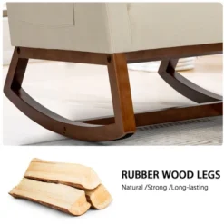 Costway Mid Century Retro Fabric Upholstered Rocking Chair Modern Armchair Beige 15 Costway Mid Century Retro Fabric Upholstered Rocking Chair Modern Armchair Beige -Costway GUEST 47ca5879 1f6d 4bb0 92b8 264832eb7519