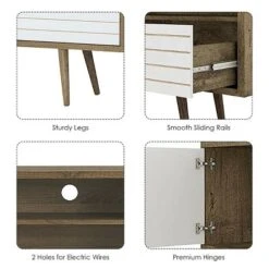 Costway Modern TV Stand/Console Cabinet 3 Shelves Storage Drawer Splayed Leg Wood/White -Costway GUEST 485ab5f4 6824 45b0 ba11 59274b450771