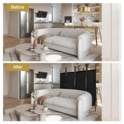 Costway 6 FT 4-Panel Folding Room Divider Freestanding Privacy Screen Steel Frame BrownBlackWhite -Costway GUEST 48735779 803e 405e aaa4 84e36456ecd0