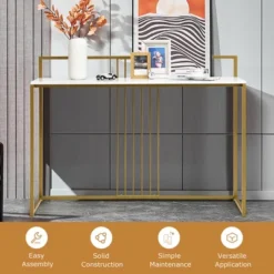 Costway 47'' Console Table Modern Steel Frame Storage Shelf For Entryway Living Room -Costway GUEST 487a3820 91bb 4db3 a02e 15cc770e1677