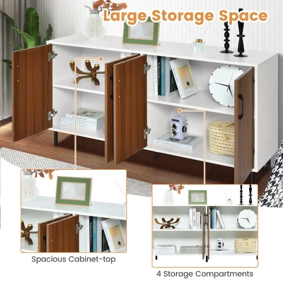 Costway Buffet Server Sideboard Kitchen Storage Cabinet Cupboard With Shelves & 4 Doors 9 Costway Buffet Server Sideboard Kitchen Storage Cabinet Cupboard With Shelves & 4 Doors - Image 7