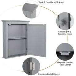 Costway Bathroom Mirror Cabinet Wall Mounted Adjustable Shelf Medicine Grey/Black -Costway GUEST 4921cd55 d783 4901 9306 3b24c8a8543a