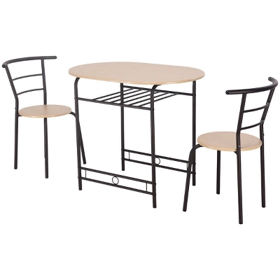 Costway 3 Piece Dining Set Compact 2 Chairs And Table Set With Shelf Storage 9 Costway 3 Piece Dining Set Compact 2 Chairs And Table Set With Shelf Storage - Image 7