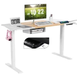 55''x28'' Electric Standing Desk Adjustable Sit To Stand Table W/USB Port WhiteNatural -Costway GUEST 492b68eb 14bd 4b23 9a41 3508ca31c8b0