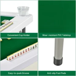 Costway 35'' 4-Player Mahjong Card Game Portable Folding Table W/Cup & Coin Holder -Costway GUEST 4939b6a8 6792 4a8e 8902 7b31b4310ec0